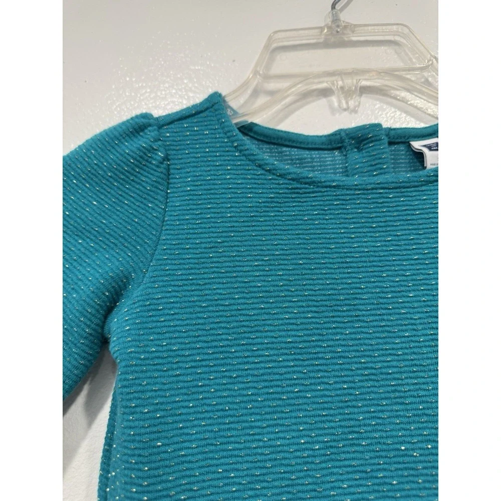 Janie And Jack Shimmer Dot Jacquard Dress Size 3 Teal Green Gold Party Holiday